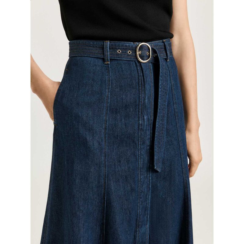 Veronika Maine Cotton Tencel Denim Belted Skirt image number 2